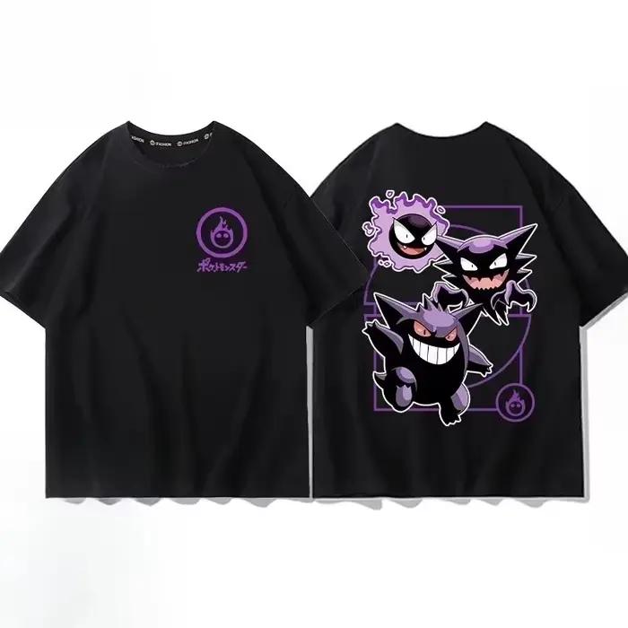 T-shirt à manches courtes en pur coton imprimé Pokémon Pichu Evolution pour hommes et femmes, nouvel