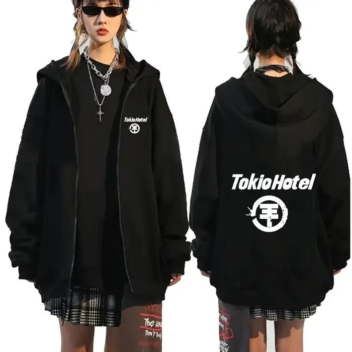 Tokio Hotel sweat à capuche groupe de Rock Kaulitz imprimer sweat à capuche avec fermeture éclair po