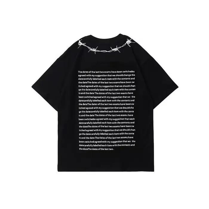 T-shirt à manches courtes pour hommes et femmes, haut de rue, hip hop, collier d'épine, lettre impri