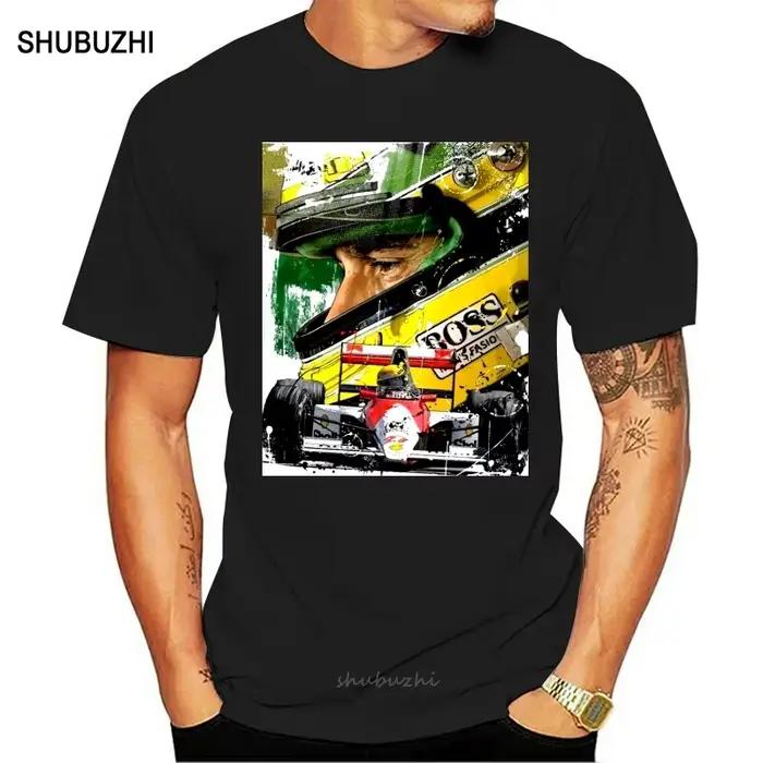 T-shirt en coton pour homme, estival et à la mode, imprimé avec des œuvres d'art AYRTON SENNA, taill