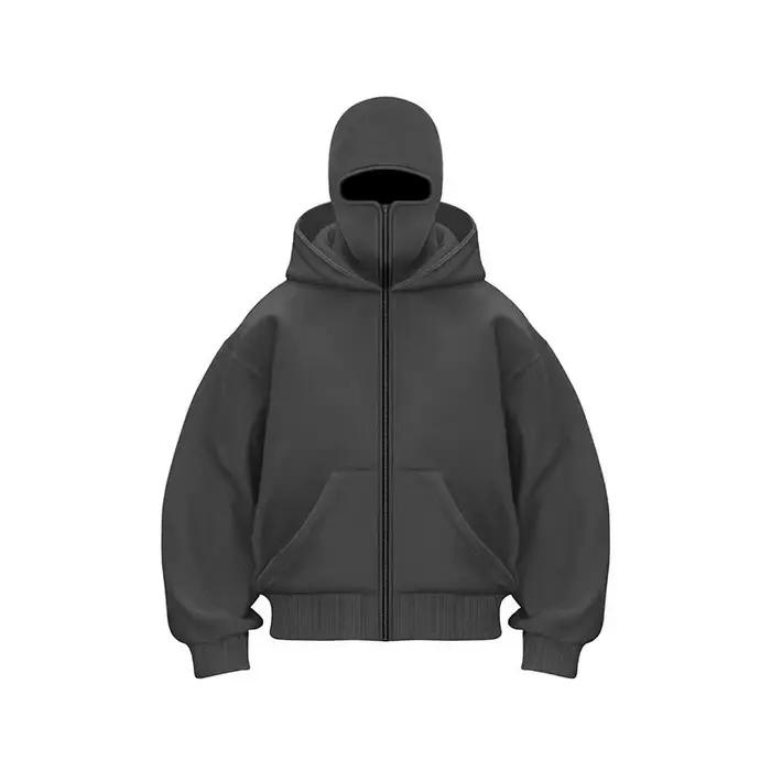 Cagoule à capuche zippée pour homme, sweat-shirt chaud et décontracté, Y2K, avec masque facial à cap