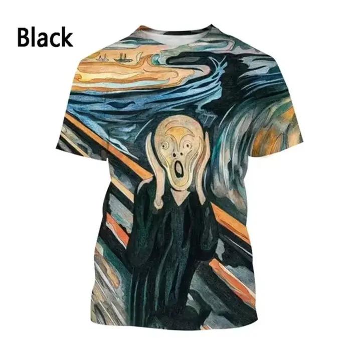 T-shirt graphique imprimé 3D pour hommes, motif peinture à l'huile, Nuit étoilée, décontracté d'été,