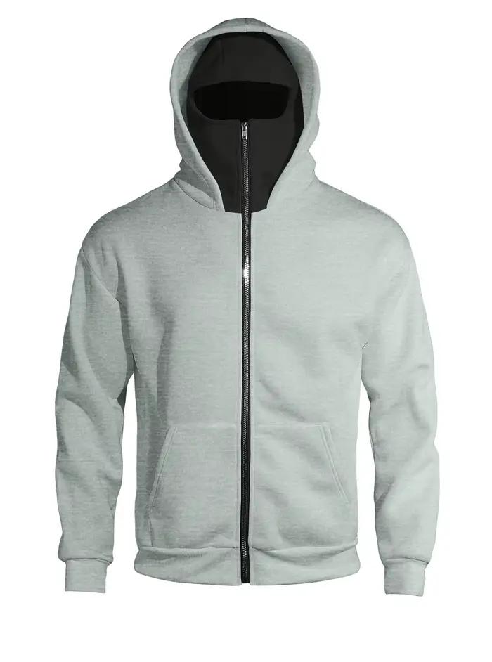 Sweat-shirt à capuche zippé double couche pour homme Chunqiu, coupe ample décontractée avec poches a