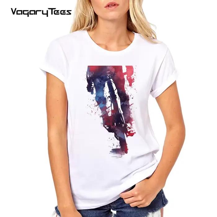 T-shirt à manches courtes pour femmes, streetwear et décontracté, avec aquarelle, pour l'été