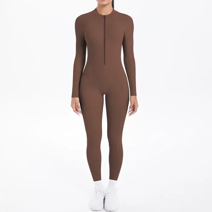 Combinaison de sport dos en V, vêtements de Yoga, barboteuse pour femmes, manches longues, body d'en