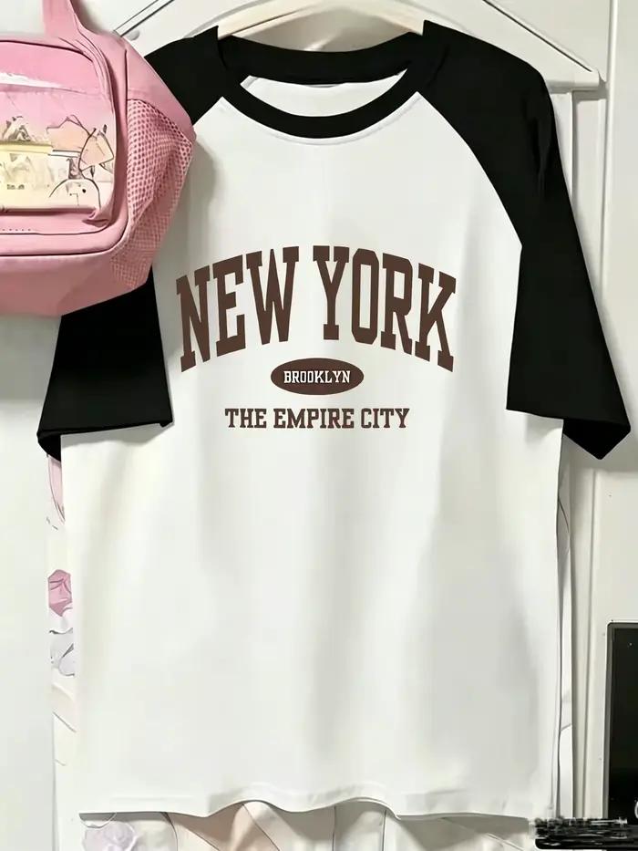 T-shirts Streetwear Femme et Fille Style Brooklyn New York Années 90 Manches Courtes Vêtements Femme