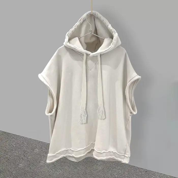 T-shirt sans manches à capuche pour hommes, couleur unie, gilet polyvalent d'été, décontracté et amp