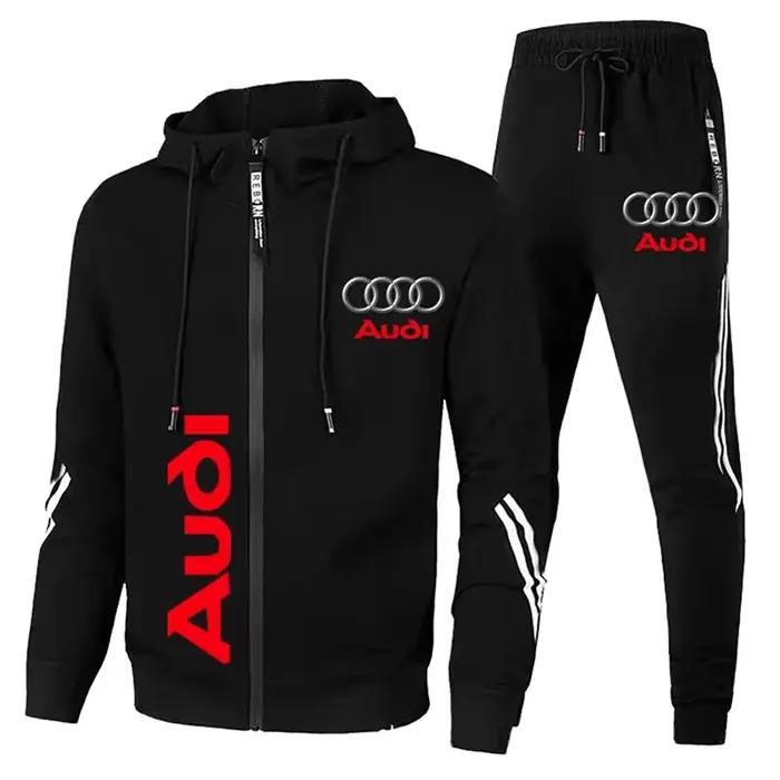 Survêtement pour hommes Audi Logo imprimé vêtements de sport fermeture éclair pull à capuche + panta