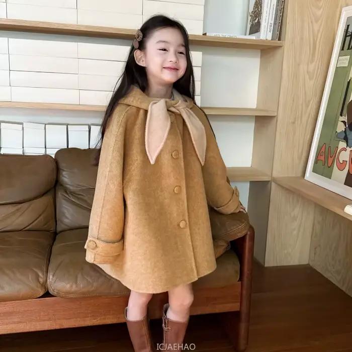 Vêtements pour adolescentes, manteau Double face en laine pour enfants, vêtements d'extérieur à chev
