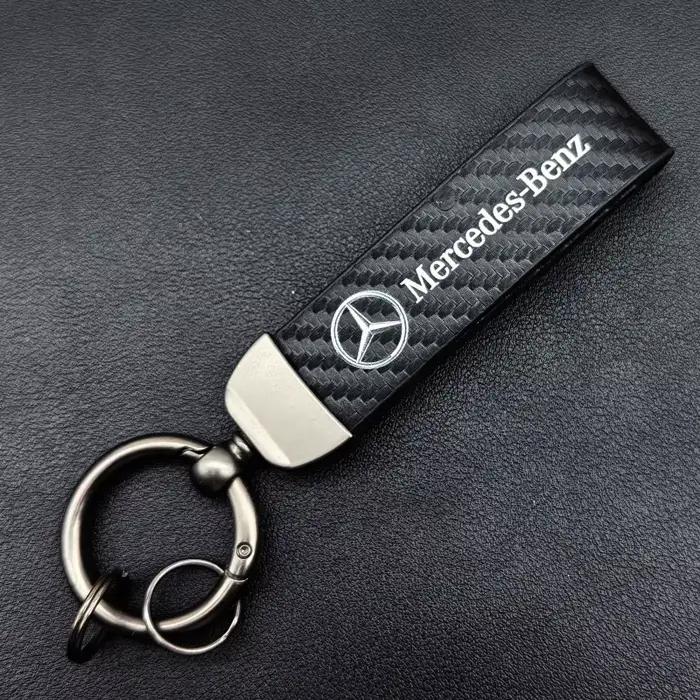 Porte-clés en cuir carbone avec logo AMG pour Mercedes Benz W203 W204 W205 W176 W212 213 CLS GLK ML 