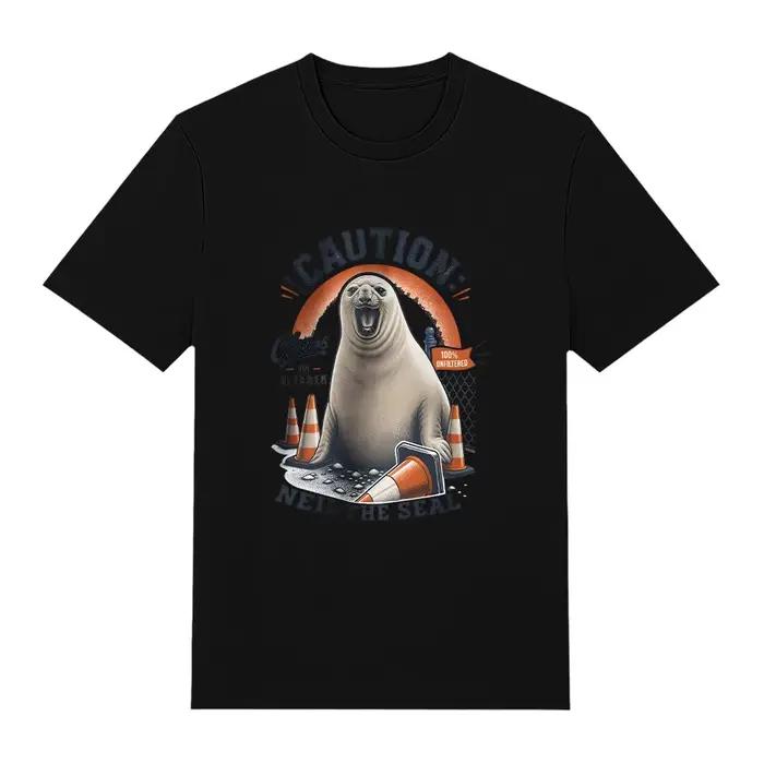 Neil The Seal Tee Attention ! Neil The Seal Funny Neil The Seal T-shirt d'été en coton unisexe Y2K, 