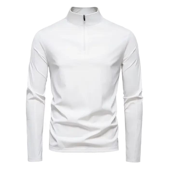 T-shirt à manches longues pour homme, protection solaire et anti-UV, demi-zip, respirant et à séchag