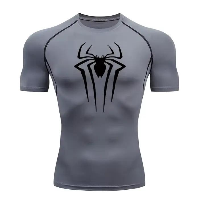 Chemises de Compression imprimées araignée pour hommes, t-shirt d'été à manches courtes, protection 