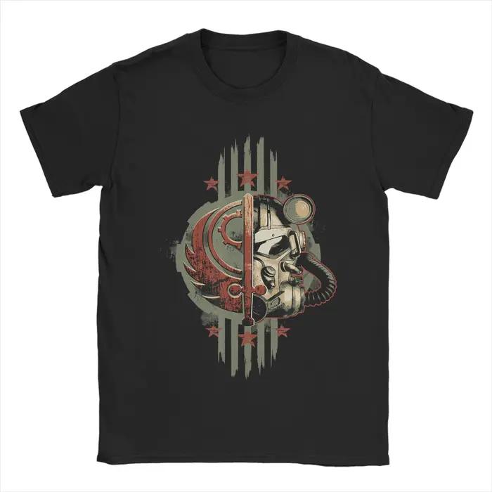 T-shirt en coton pour hommes Brotherhood of Steel Helmet Falloutend Game, style décontracté Y2K, col