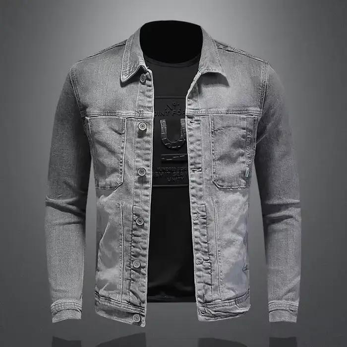 Veste en jean vintage populaire coréenne pour hommes, vêtements d'extérieur en denim décontractés po