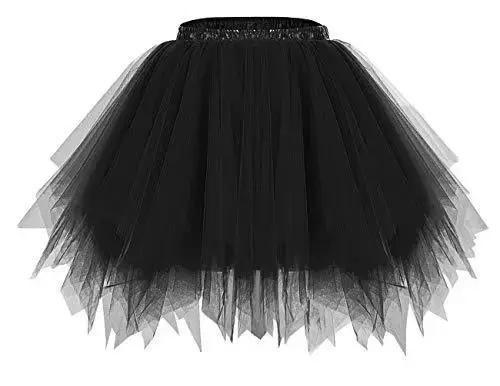 Jupe longue bouffante noire style français, en polyester, coupe trapèze, pour la danse et la pratiqu