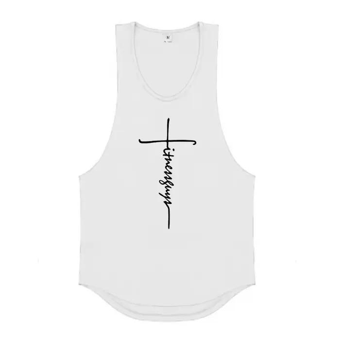 Vêtements de sport pour hommes, T-Shirts d'été en coton respirant, sans manches, gilets de Sport, de