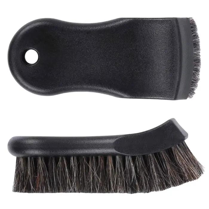 Brosse de nettoyage en cuir de crin de cheval, brosse de détail en crin de cheval véritable, outils 