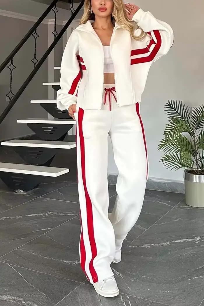 Femmes à capuche survêtement sport 2 pièces ensemble sweats pull à capuche pantalon costume maison p