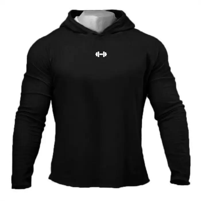 Gym course Sport T-Shirts hommes coton à manches longues vêtements à capuche Fitness musculation Mus