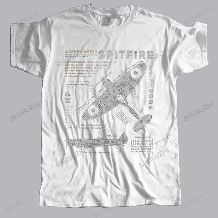 T-shirt manches courtes homme, en coton, à la mode, avec avion pilote de guerre WW2, Supermarine Spi