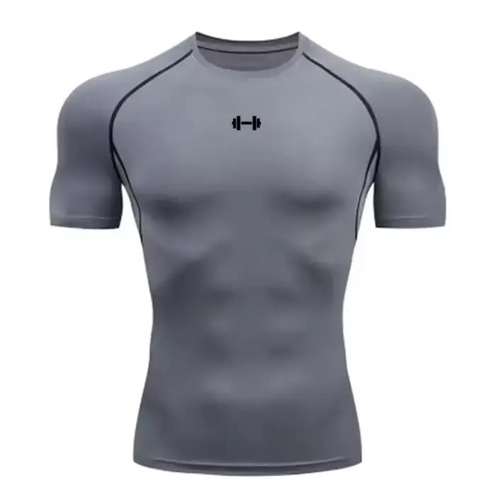T-shirt de Compression pour hommes, vêtements de Sport d'été, T-shirt de course, élastique, séchage 
