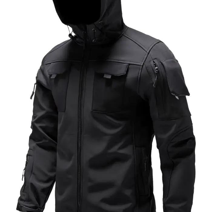 Veste tactique à capuche pour homme, pour l'automne et l'hiver, coupe-vent, imperméable, chaude, pou