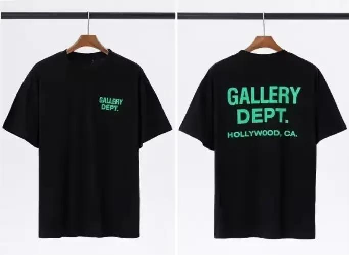 T-shirt GALLERY DEPT pour hommes avec imprimé noir et jaune, T-shirt streetwear California Hollywood
