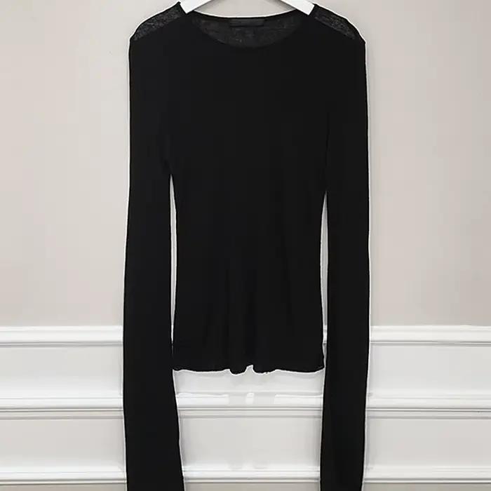 Shintimes T-Shirt à manches longues pour femmes, Sexy, Slim, élasticité de base, Style coréen