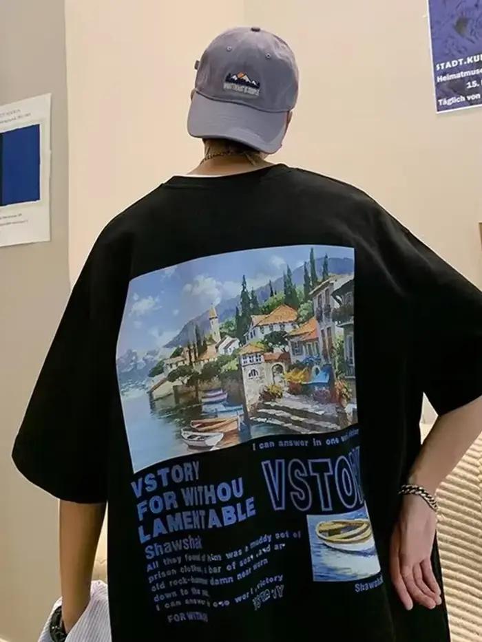 T-Shirt à Manches Courtes en Coton pour Homme, Streetwear, Surdimensionné, à la Mode, Y2K