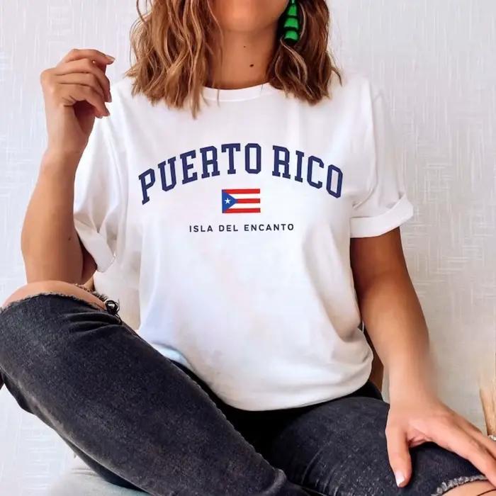 T-shirt graphique Isla Del Encanto Porto Rico pour hommes et femmes, en coton, style vintage univers