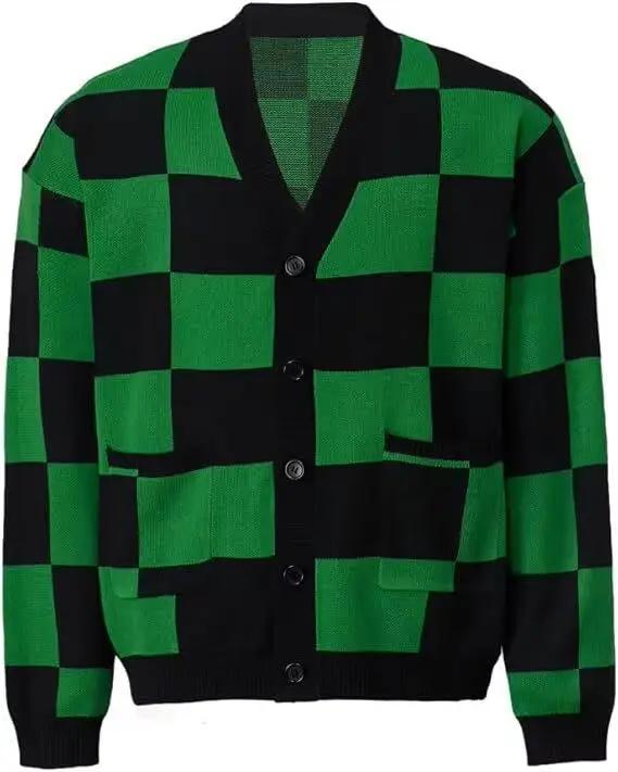Pull tricoté unisexe Demon Slayer Tanjirou, col en v, Costume de Cosplay, Cardigan chaud, veste d'ha