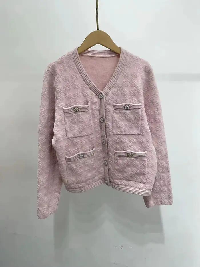 Manteau Jacquard floqué avec Logo pour femme, simple boutonnage, col en v, manches longues, veste Ca