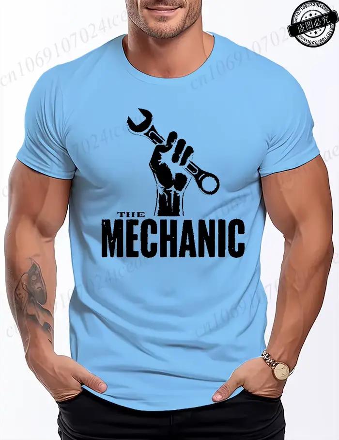 T-shirt graphique pour homme, mécanicien, réparation automobile rétro, imprimé garagiste, col rond, 