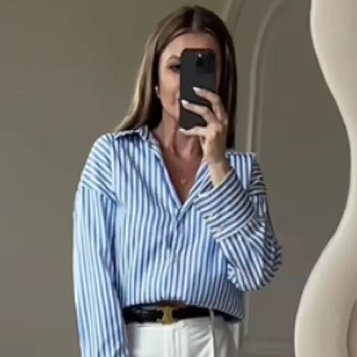 HXAO femme 2025 chemises et chemisiers surdimensionnés printemps été 2025 femme élégante boutonnée à