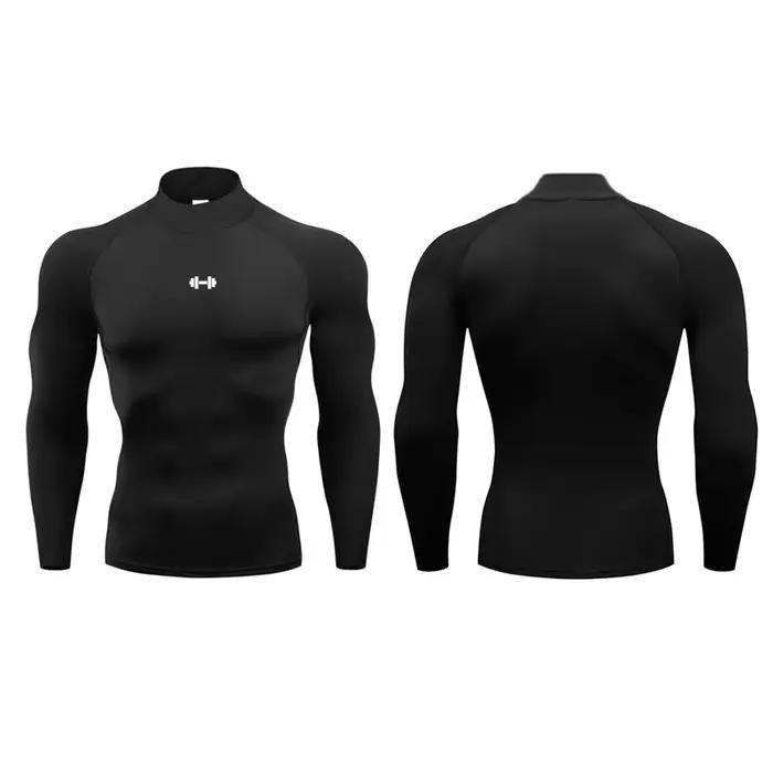 T-shirts de course pour hommes Compression à manches longues chemises de Sport haltère Fitness entra
