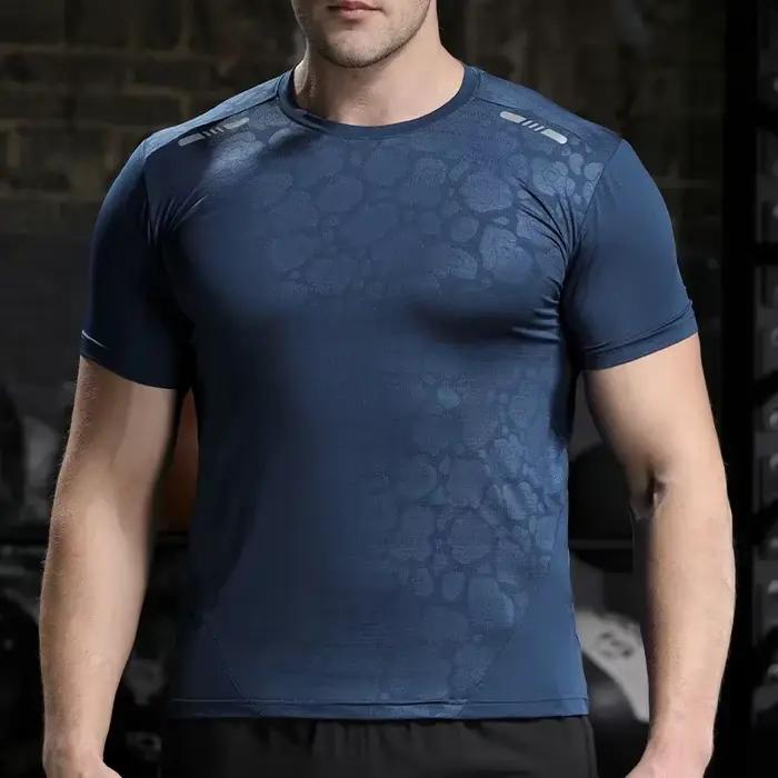Hommes course Compression T-shirt coupe sèche à manches courtes Sport t-shirts mâle gymnase Fitness 