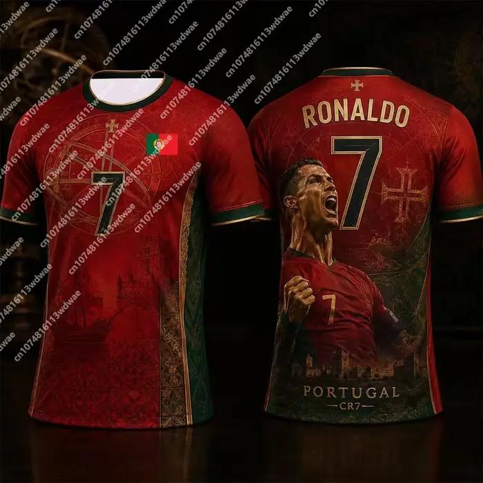 T-shirt de football Portugal 2026 pour homme, séchage rapide, maillot de football Ronaldo 7, ensembl