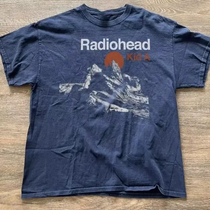 Radiohead Kid A's Album Tour Concert T-shirts bleu marine rares pour hommes et femmes, streetwear ov