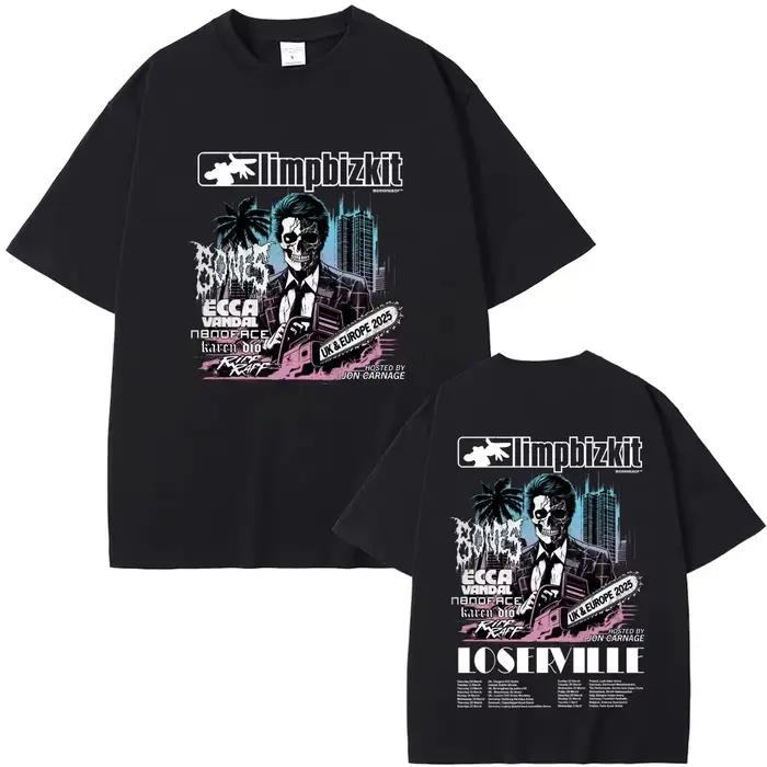 Vintage Limp Bizkit UK et Europe Tour 2025 t-shirts hommes femmes Rock métal surdimensionné Streetwe