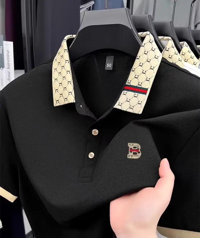Polo à manches courtes pour homme de marque de luxe, avec lettre B en relief, léger et respirant, no