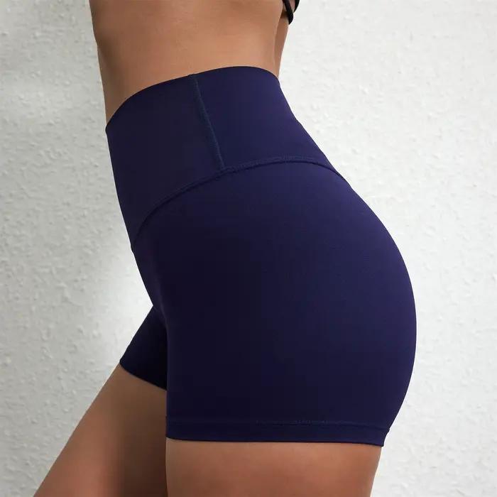 Sexy couleur unie femmes Sport jambe courte courte doux confortable serré Compression entraînement c