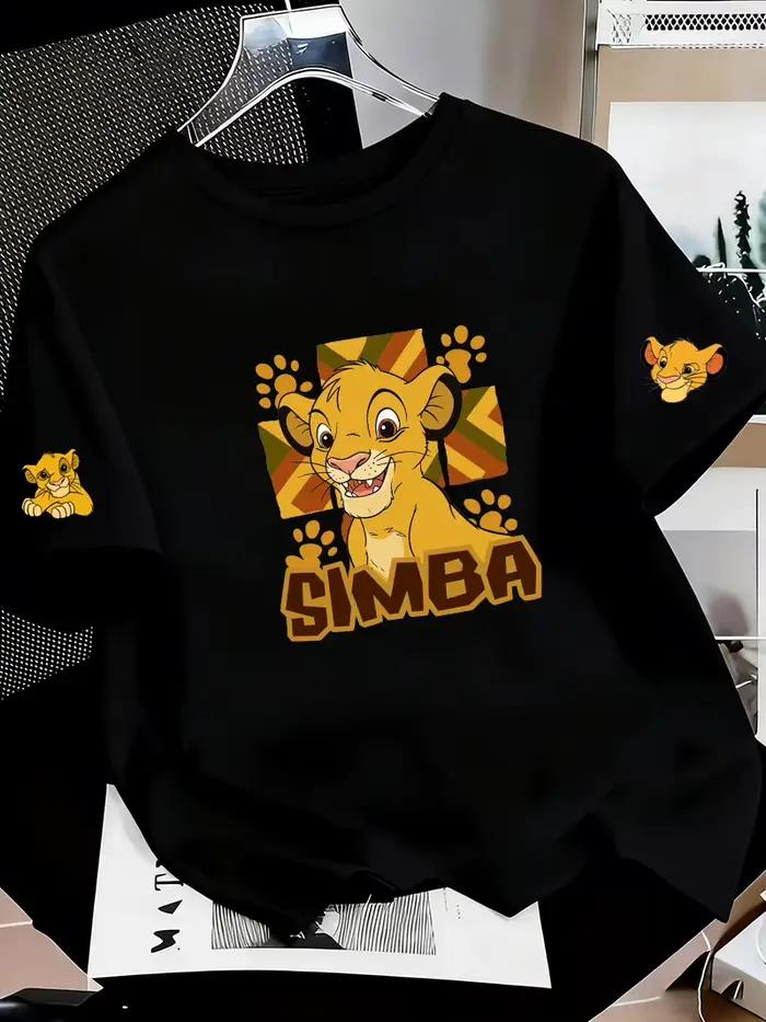 T-shirt d'été à manches courtes pour hommes et femmes, 100% coton, dessin animé Anime Lion King, à l