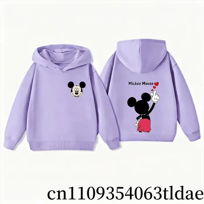 Sweat-shirts à capuche mignons Mickey et Minnie pour enfants, garçons et filles, sweat-shirt à capuc