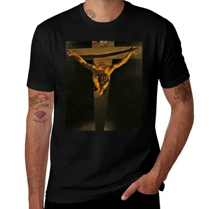 T-shirt Salvador Dali avec peinture du Christ de Saint-Jean, basique, simple, décontracté, à manches