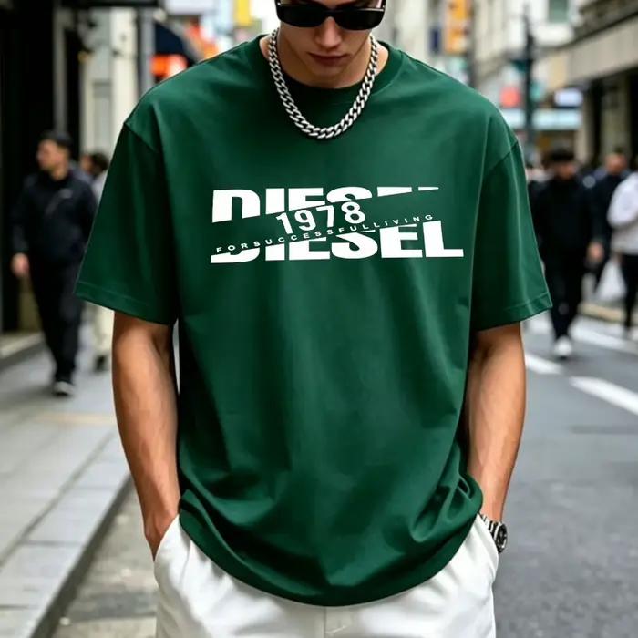 T-shirt imprimé Men Diesel 1978, style vintage streetwear, manches courtes, col rond, coupe ample en