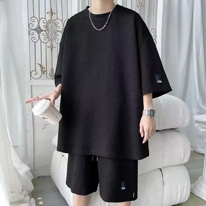Nouvel ensemble d'été 3D pour homme 2026 : T-shirt décontracté et short en tissu gaufré TZ30 – Survê