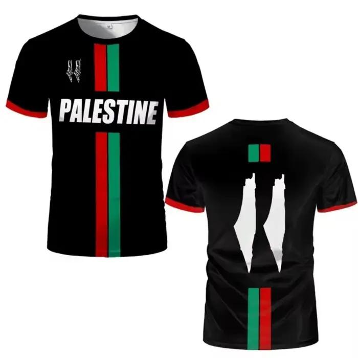 T-shirt de football imprimé 3D sur le thème de la Palestine, séchage rapide, respirant, style famili