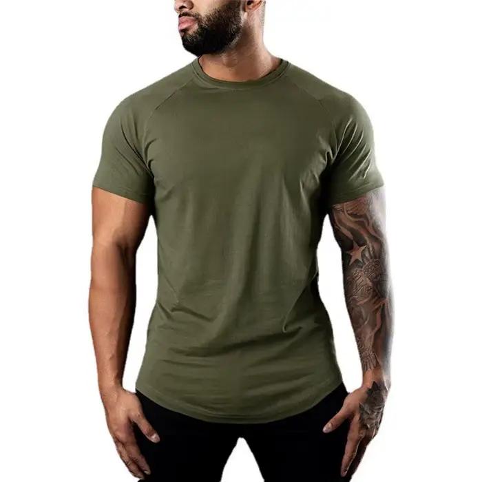 Nouvelle mode plaine hauts t-shirts Fitness hommes col rond T-Shirt à manches courtes jogging muscul