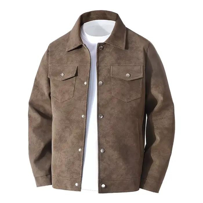 Vestes à col rabattable pour hommes, veste boutonnée pour le printemps et l'automne, vestes classiqu